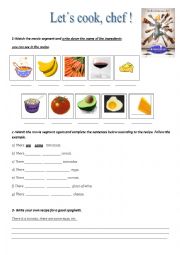 English Worksheet: Lets Cook, Chef ! ( Ratatouille )