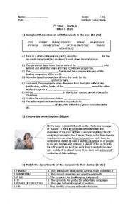 English Worksheet: Business Vocabulary Test