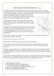 English Worksheet: The ant and the grasshopper