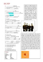 English Worksheet: Yellow  Cold Play