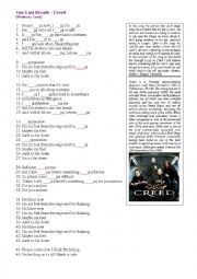 English Worksheet: One Last Breath  Creed