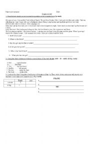 English worksheet: Test with reading comprehension activity