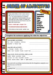 English Worksheet: String of adjectives for Advanced Students