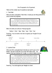 English Worksheet: How to Organize a Paragrap