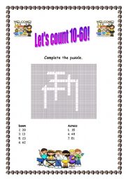 English Worksheet: Crosswords:numbers- Lets Count!!!