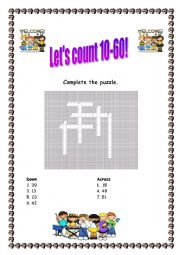 English worksheet: Crosswords:numbers- Lets Count!!!