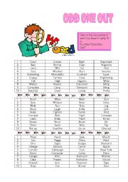 English Worksheet: Odd one out