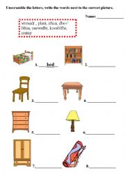 English Worksheet: furniture