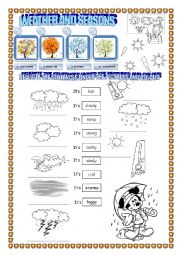 English Worksheet: weather and seasons