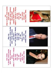 English Worksheet: Celebrities Speaking Cards 1/3