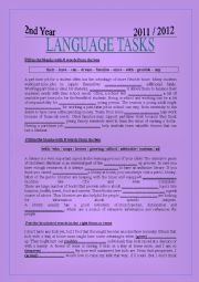 English Worksheet: language tasks