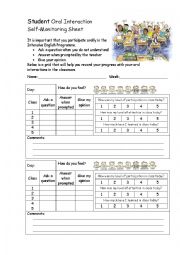 Oral Interaction Self-Monitoring Sheet