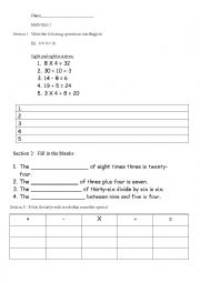 English worksheet: English for Mathematics