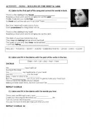 English Worksheet: song adele ROLLING IN THE DEEP