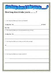 English Worksheet: How long does it take ... ?