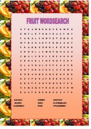 English Worksheet: FRUIT WORDSEARCH