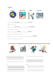 English Worksheet: weather and present continuous