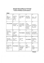 English Worksheet: Future Perfect vs Future Perfect Progressive Board Game