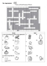 English Worksheet: Supermarket Crossword Puzzle