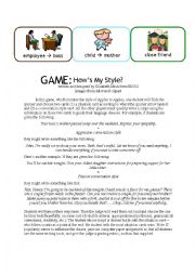 English Worksheet: Hows My Style? game 