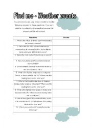 English worksheet: find me---weather event