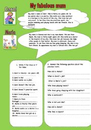 English Worksheet: my fabulous mum 