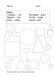 English Worksheet: shapes and colours