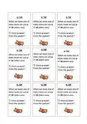 English worksheet: when to use a- one of many