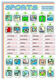 English Worksheet: Sports Matching (editable)