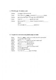English Worksheet: SOME ANY MUCH MANY