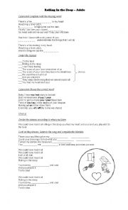 English Worksheet: listening: rolling in the deep