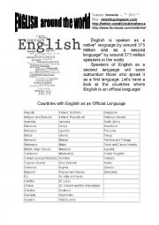 English Worksheet: English around the world