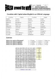 English Worksheet: 1st class - Countries and Capital
