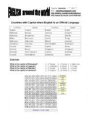 English worksheet: 1st class - Countries and Capital