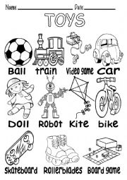 English Worksheet: B&W VOCABULARY ABOUT TOYS