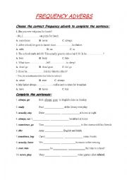 English Worksheet: Frequency Adverbs