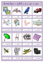 English Worksheet: ARTICLES 