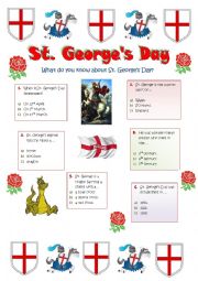 English Worksheet: St. Georges Day -23rd April - Englands National Day