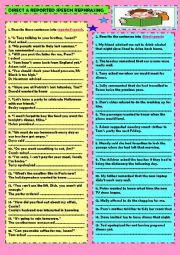 English Worksheet: Direct & reported speech rephrasing (+ key)