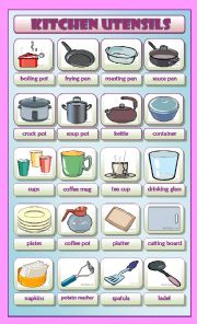 English Worksheet: Kitchen Utensils