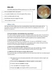 English Worksheet: Aliens life