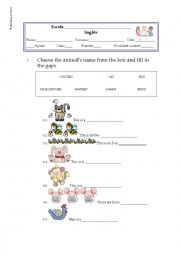 English worksheet: Animals and Numbers