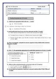 English Worksheet: end of term test 3