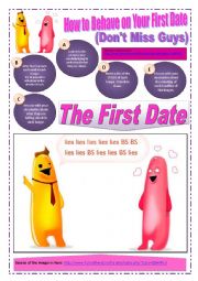 FIRST DATE - (Part 2 of 2) How to Behave on Your First Date (10 Pages) with 8 Situations + 11 exercises  about FIRST DATES