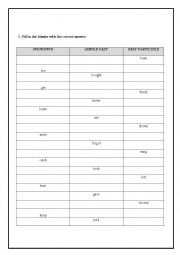 English Worksheet: Irregular Verbs