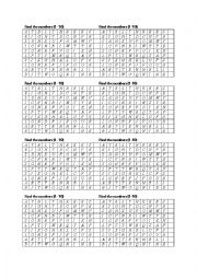 English worksheet: find numbres 1 - 10