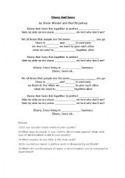 English Worksheet: Ebony and Ivory song and questions about racism