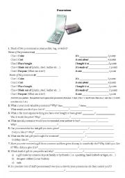 English Worksheet: Possessions: Communicative activity