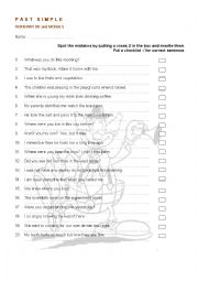 English Worksheet: Past Simple_Spot and Correct the Mistakes