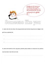 English Worksheet: Song: Someone like you